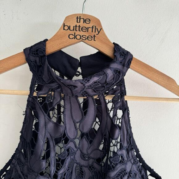 Bardot Isa Lace Dress In French Navy Halter Lined Size 4 - Picture 6 of 6